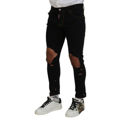 Black Cotton Skinny Pants