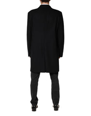 Black Wool Single Breasted Long Coat Jacket