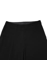 Black High Waist Zip Straight Chino Trouser Pants