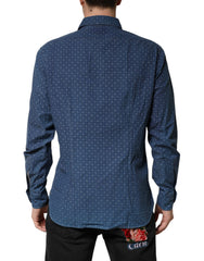 Blue Button Down Long Sleeves Men Shirt