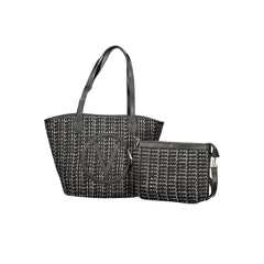 "Black Polyurethane Women Bucket Bag"