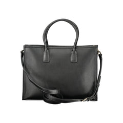 Black Polyurethane Women Handbag