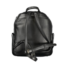 Black Polyurethane Women Backpack