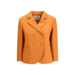 Orange Fleece Wool Blazer