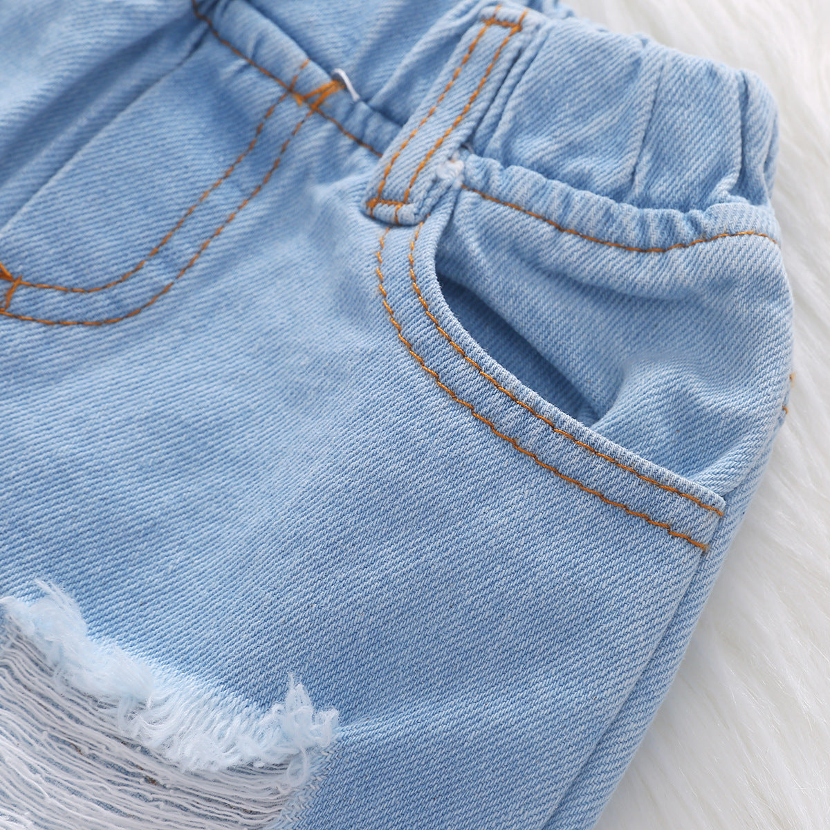 Broken Holes Pants Headscarf Three-piece Set