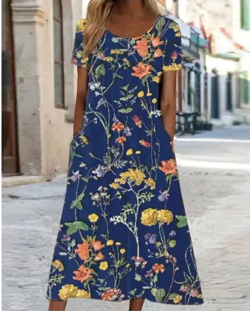 Flowy Bloom Loose-Fit Floral Maxi Dress