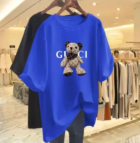 Korean Style Bear Print Casual T-Shirt for Women