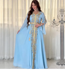 Dubai-Style Embroidered Applique Dress – Elegant and Sophisticated