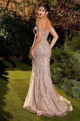 Off The Shoulder Embellished Gown-2