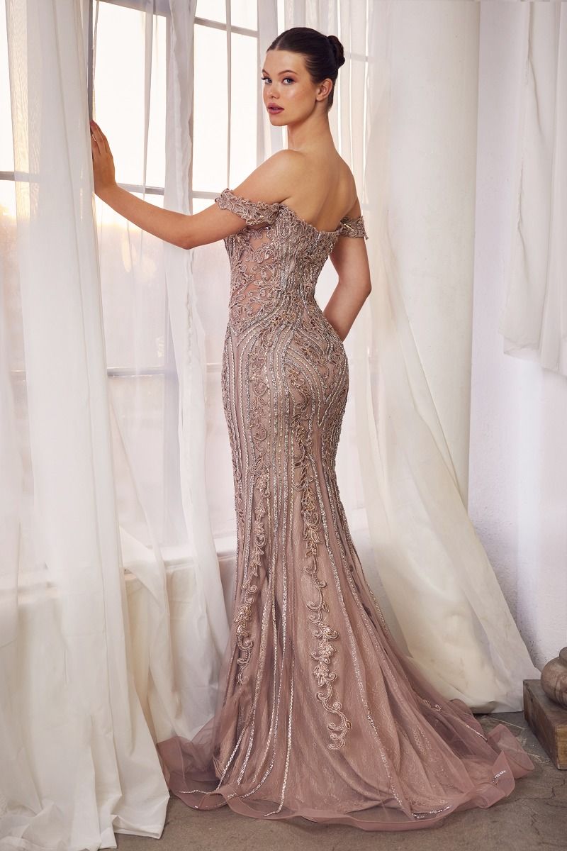Off The Shoulder Embellished Gown-4