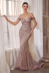 Off The Shoulder Embellished Gown-1