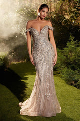 Off The Shoulder Embellished Gown-0