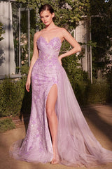 Floral Motif Strapless Fitted Gown-0