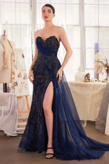 Floral Motif Strapless Fitted Gown-3