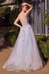 Watercolor Floral A-Line Gown-1