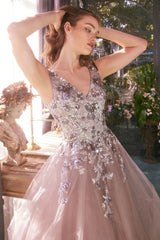 Sequin Bouquet V-Neck Gown-1