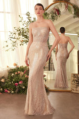 Champagne Art Deco Beaded Gown & Cape-0