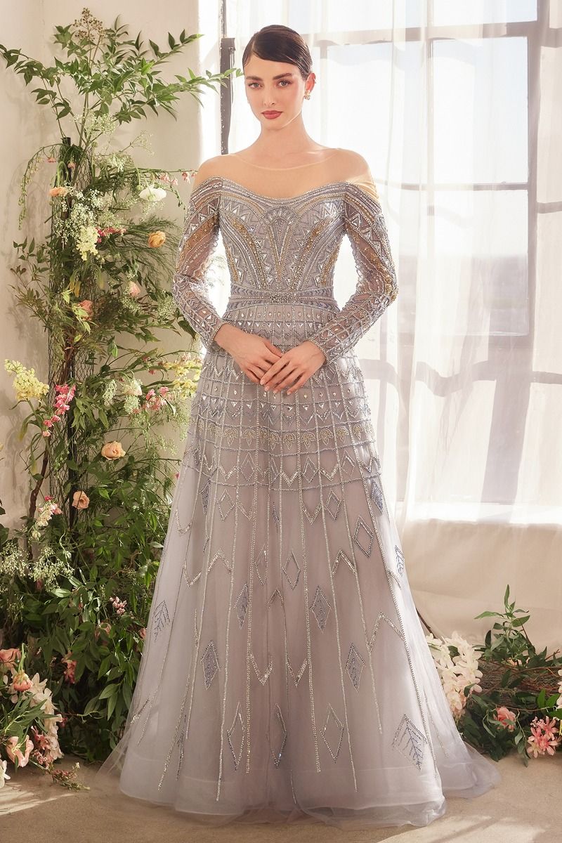 Byzantine Bead Long Slv Gown-1
