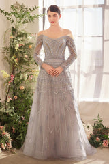 Byzantine Bead Long Slv Gown-1