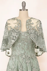 Floral Lace Gown With A Cape-2