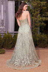 Floral Lace Gown With A Cape-0