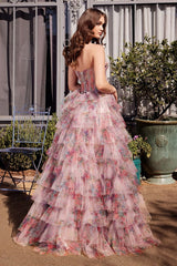 Print Ruffle Corset Gown-2