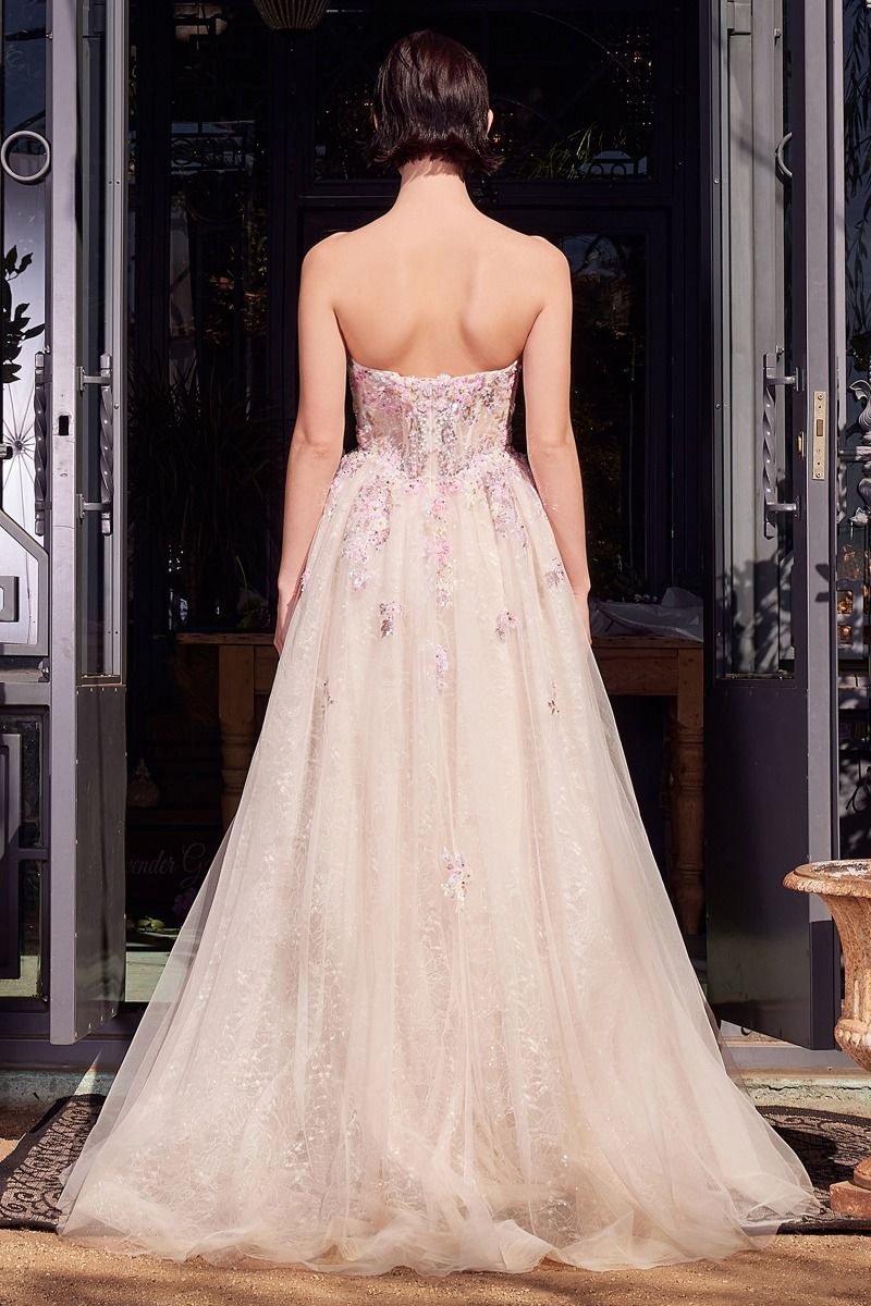 Summer Garden Applique A-Line Gown-4