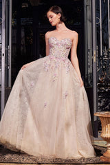 Summer Garden Applique A-Line Gown-3