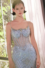 Crystal Neckline Beaded Gown-1