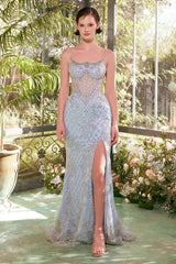 Crystal Neckline Beaded Gown-2