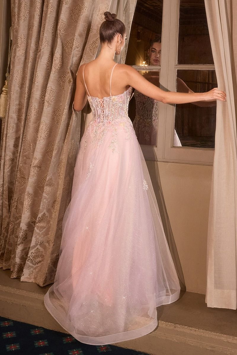 Floral A-Line Layered Glitter Tulle Dress-1