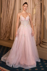 Floral A-Line Layered Glitter Tulle Dress-0