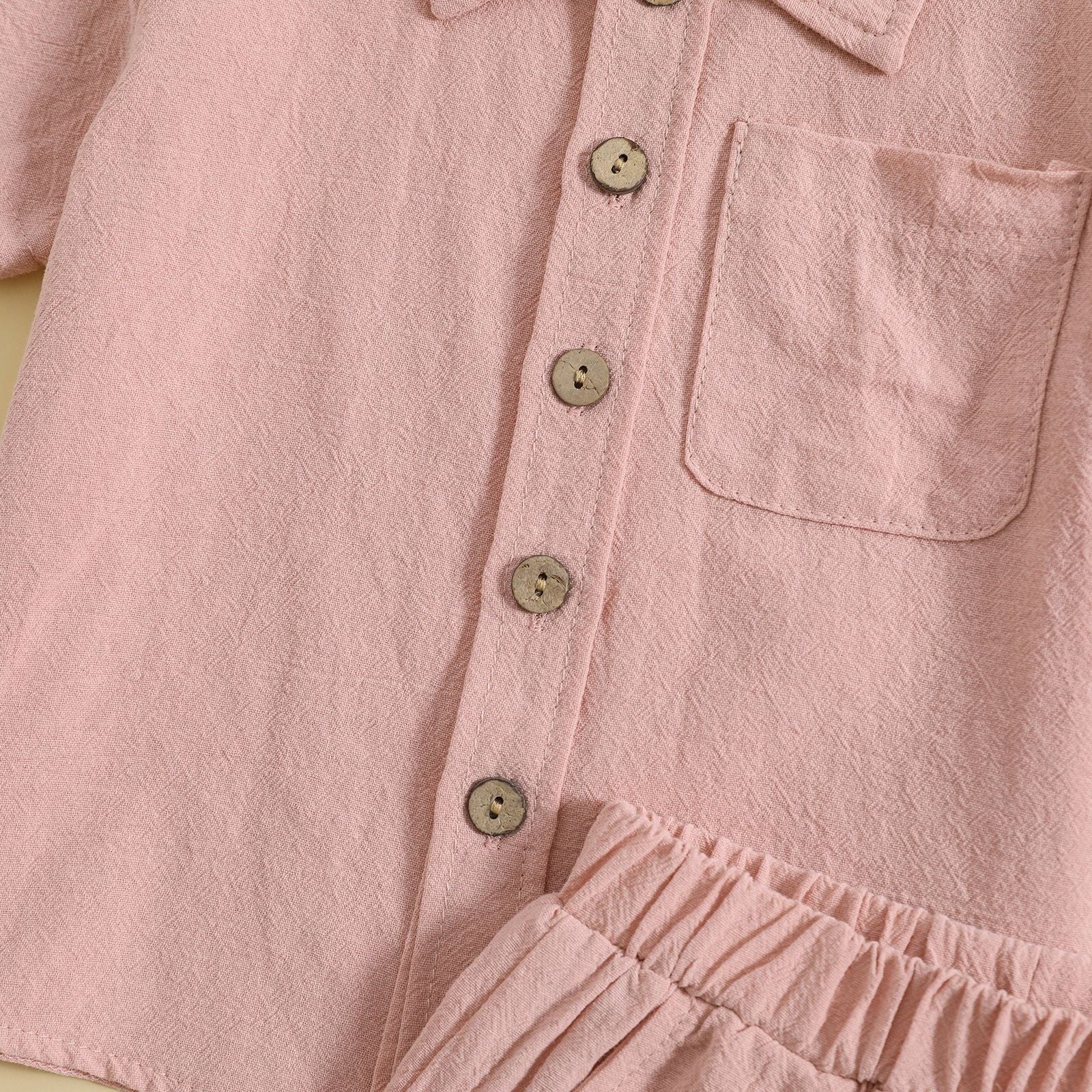 Summer Cotton And Linen Casual Style Short Sleeve Lapel Polo Shirt Two-piece Suit