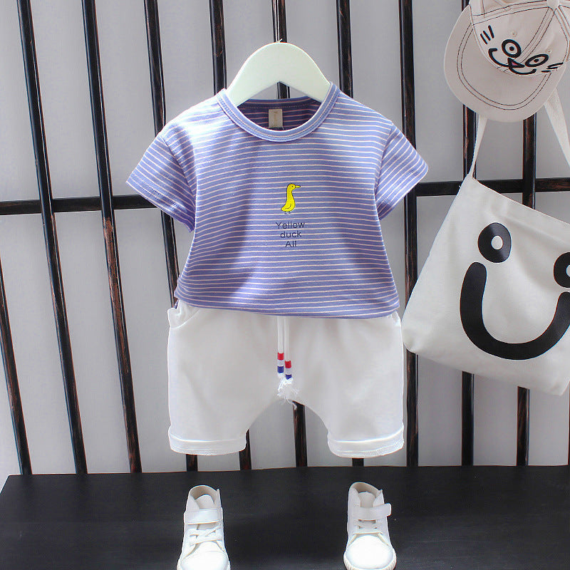 Summer Letter Lapel Short Sleeve Two-piece Suit