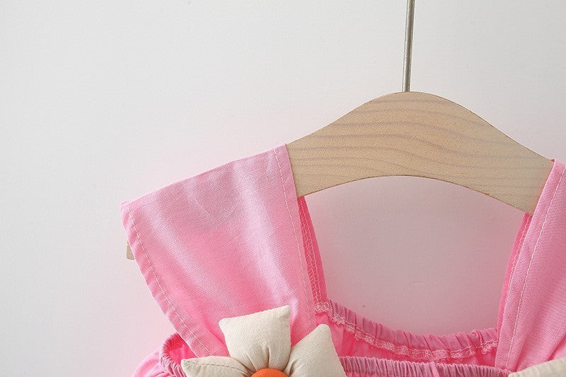 Solid Color Sling Dress Princess Skirt Free Soft Hat Children Dress
