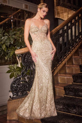 Fitted Glitter Printed Gown-0