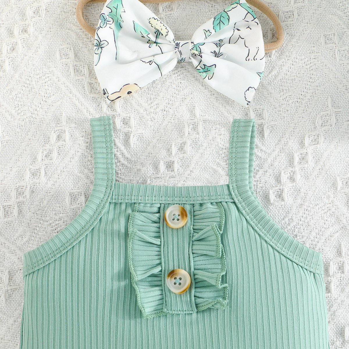 Summer Cute Baby Girl Solid Color Romper Shorts