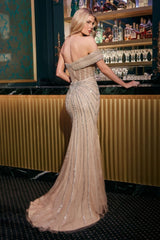 Fitted Glitter Print Gown Stretch-3