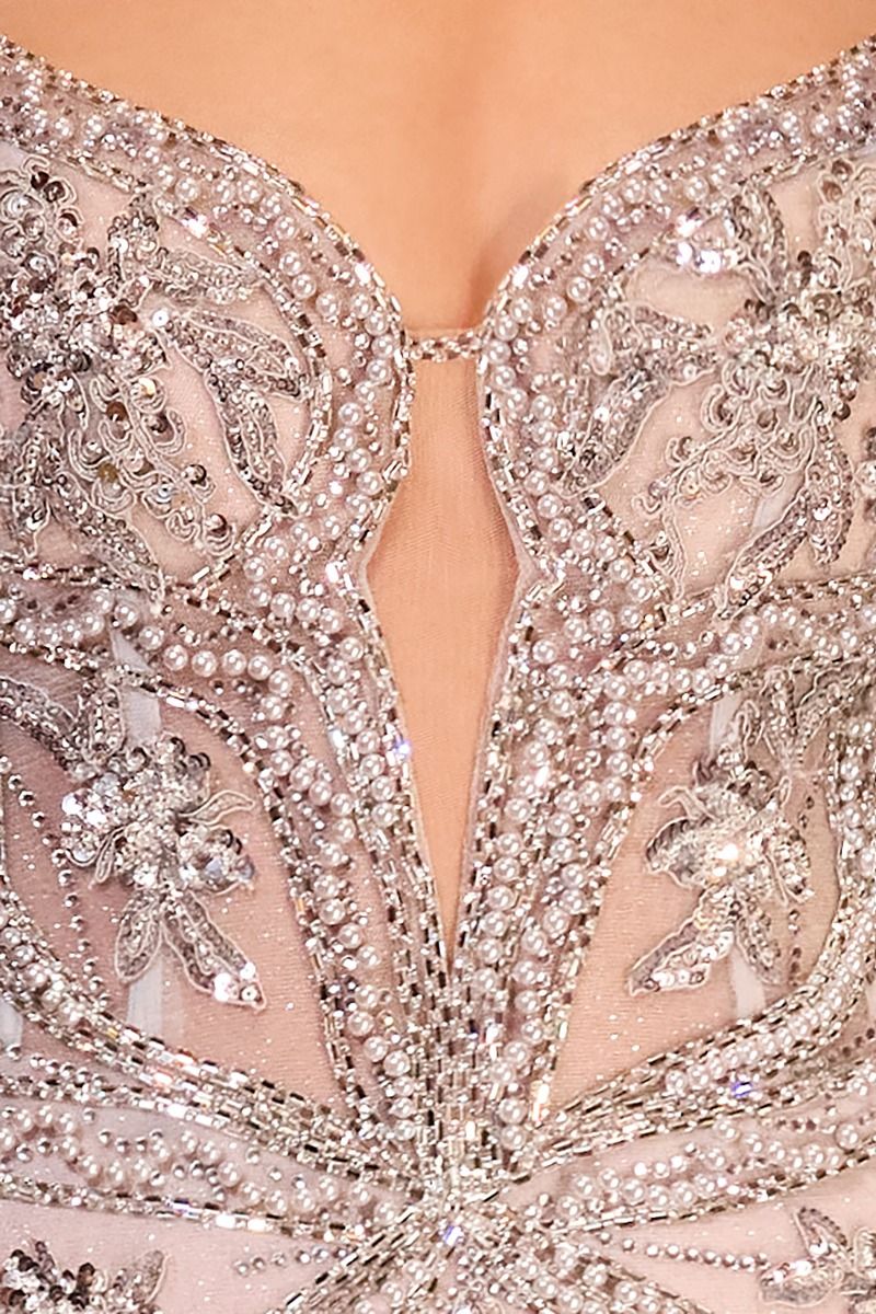 Pearl Embellished Fit & Flare Gown-1