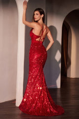 Fit & Flare Sequin Corset Back Gown-1