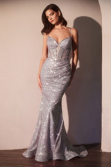 Fit & Flare Sequin Corset Back Gown-3