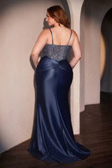 Fitted Satin Embellished Curve Dress-2