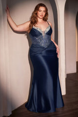 Fitted Satin Embellished Curve Dress-1