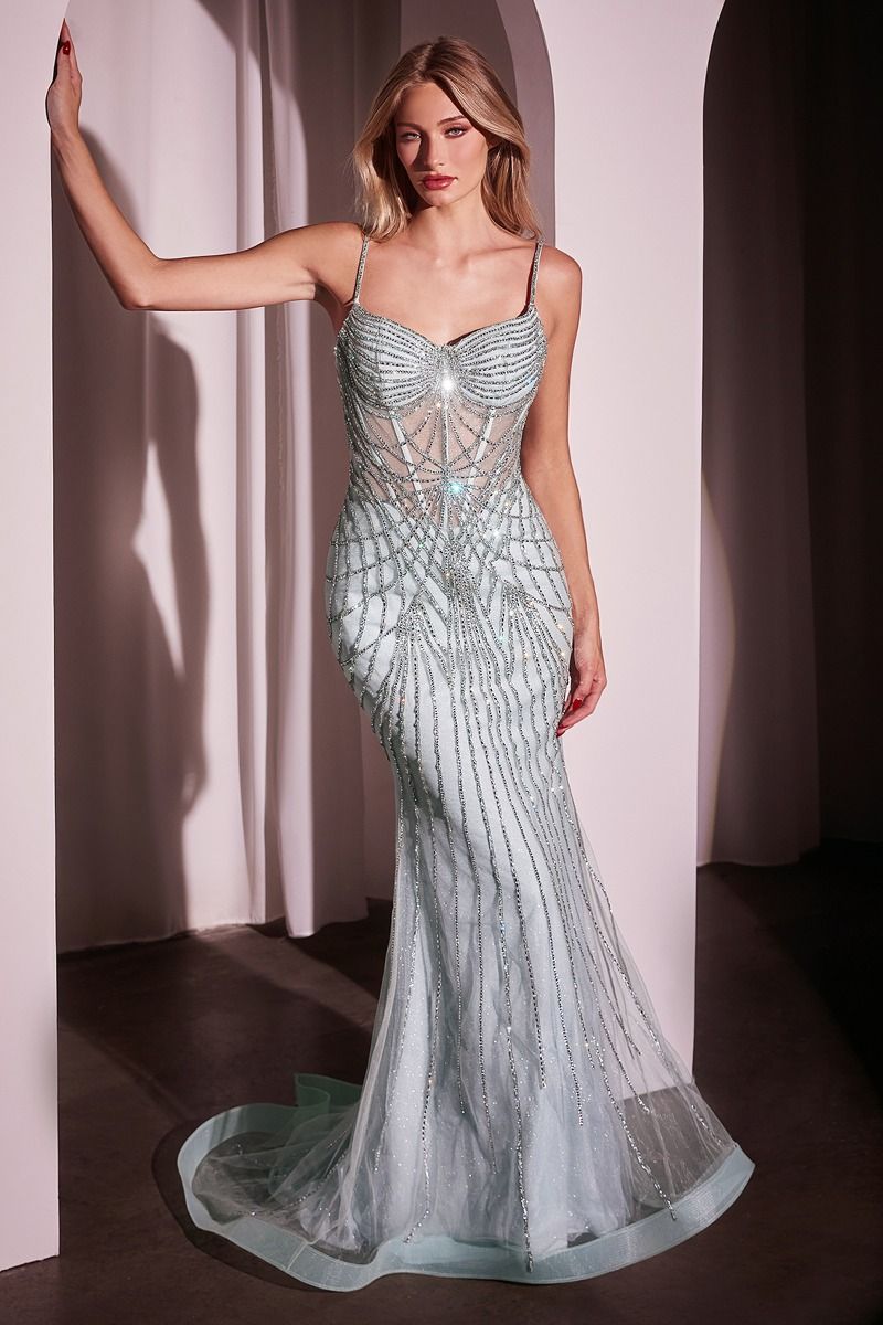 Fitted Pearl & Crystal Gown-3