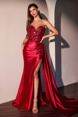 Strapless Sweetheart Fitted Satin Dress-2