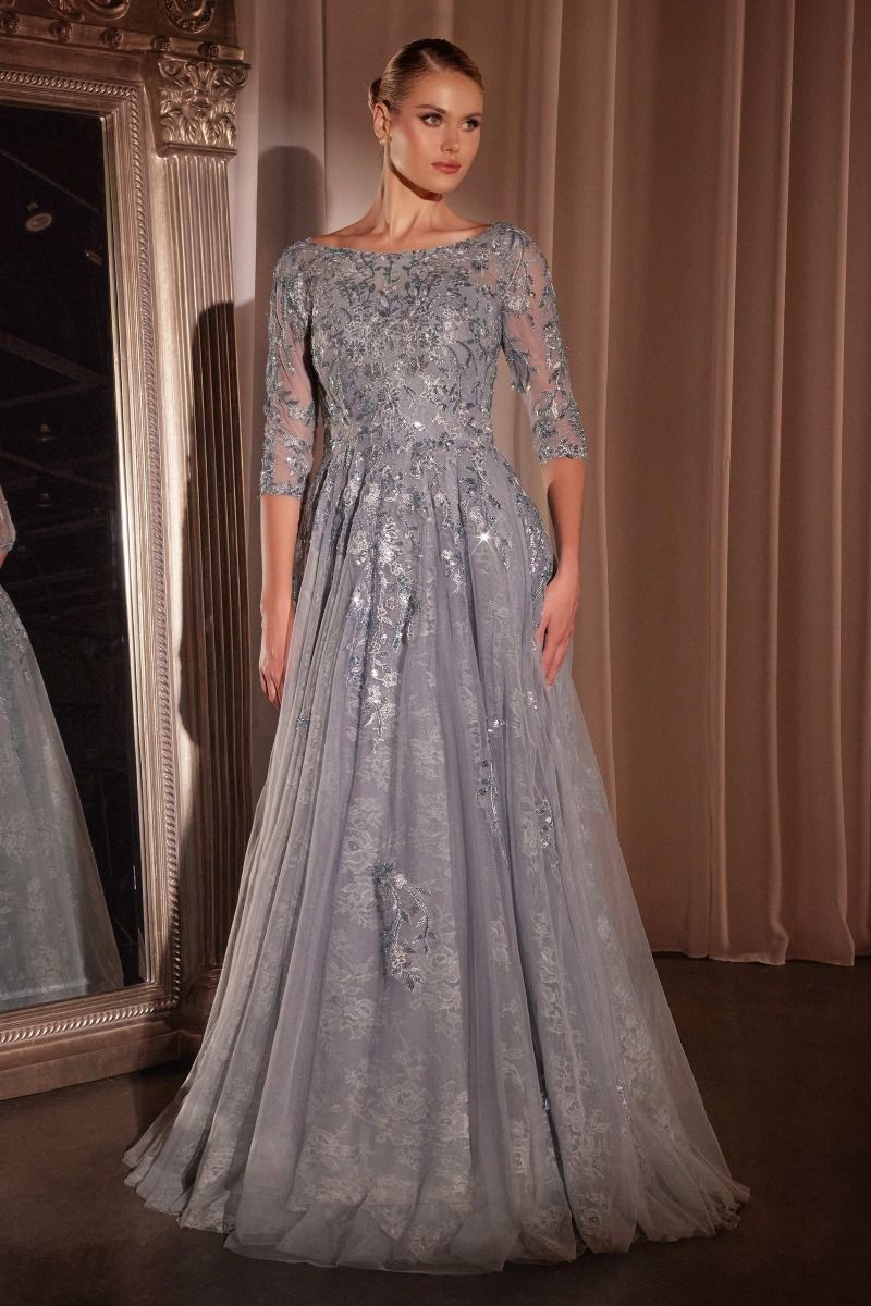 A-Line Lace & Tulle Modest Gown-0