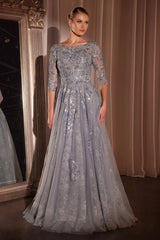 A-Line Lace & Tulle Modest Gown-0