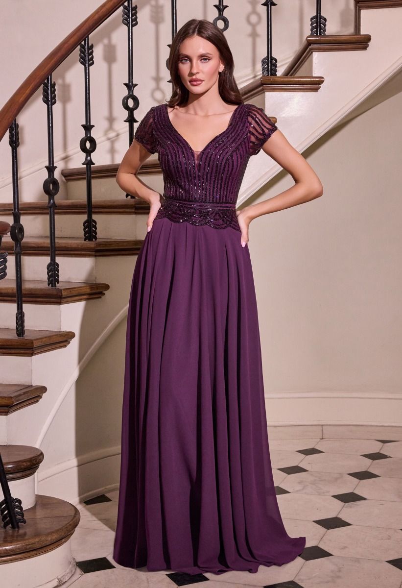 A-Line Chiffon Beaded Gown-3