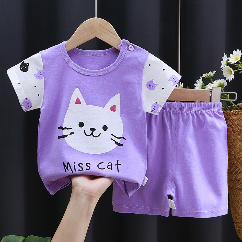 Children's Short-sleeved Suit Pure Cotton