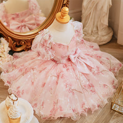 Bride Fellow Kids Wedding Birthday Party Sweet Evening Dress